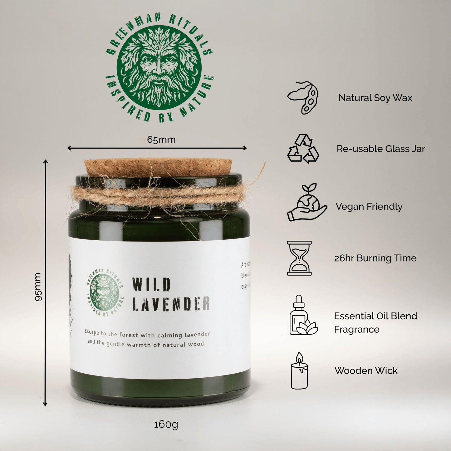 Greenman Woodwick Soy Candle - Jasmine Glade