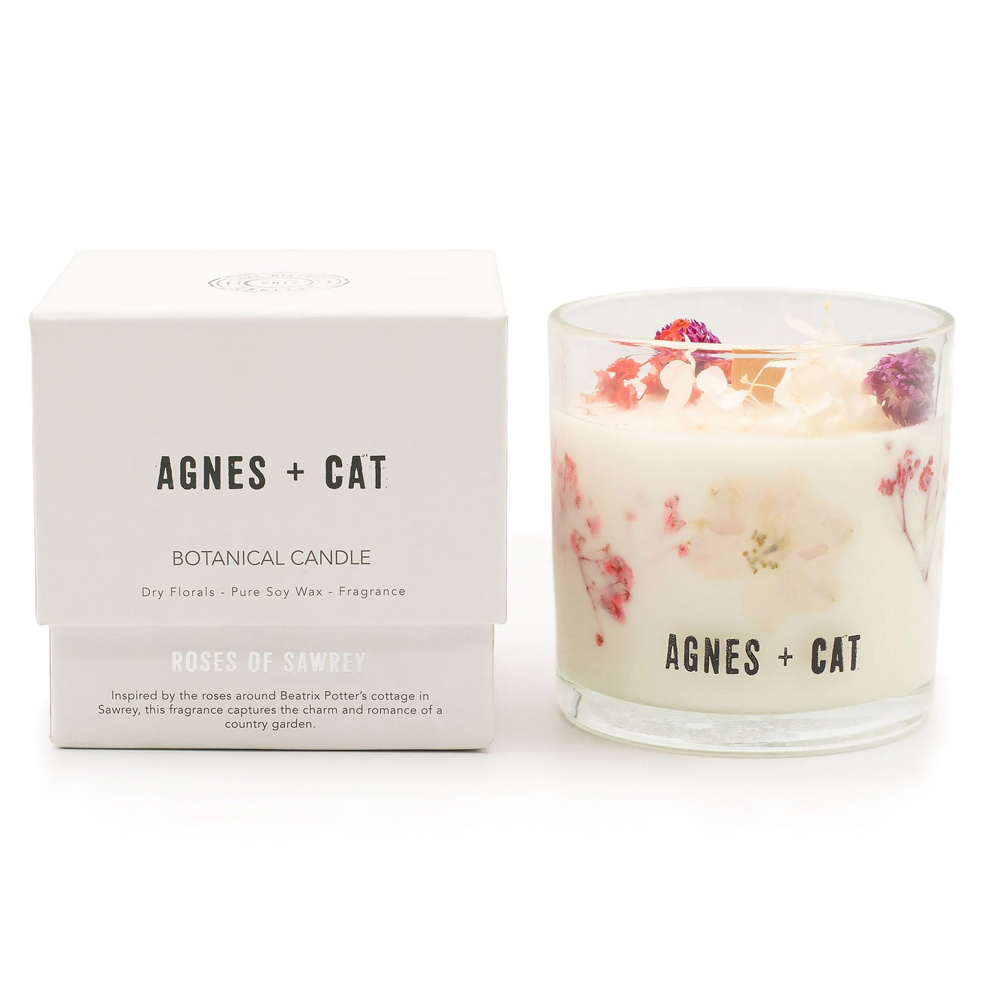 Agnes  & Cat Botanical Soy Wax Candle - Roses of Sawrey