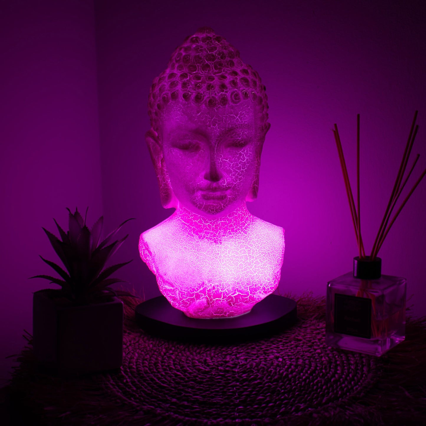 Buddha Bust Lamp Cherry Crackle - Oval stand